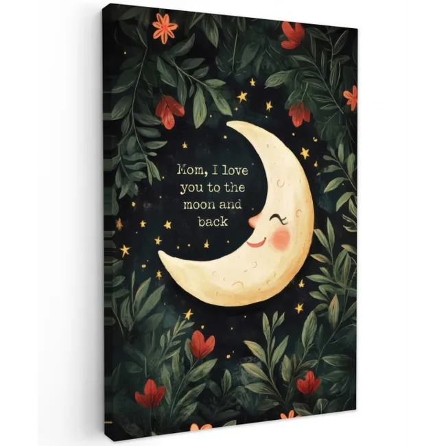 Maan - Quote - Bloemen - Sterren Tuinposter op houten frame 2 cm dik middel -3d