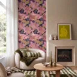 Lelies - Patroon - Roze - Goud Behang Vinyl klein 1060 -sfeer2