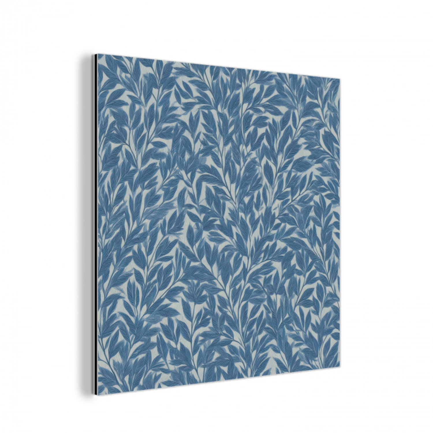 Bladeren - Klassiek - Patroon - Donkerblauw - Vintage aluminium wit klein 46 -3d