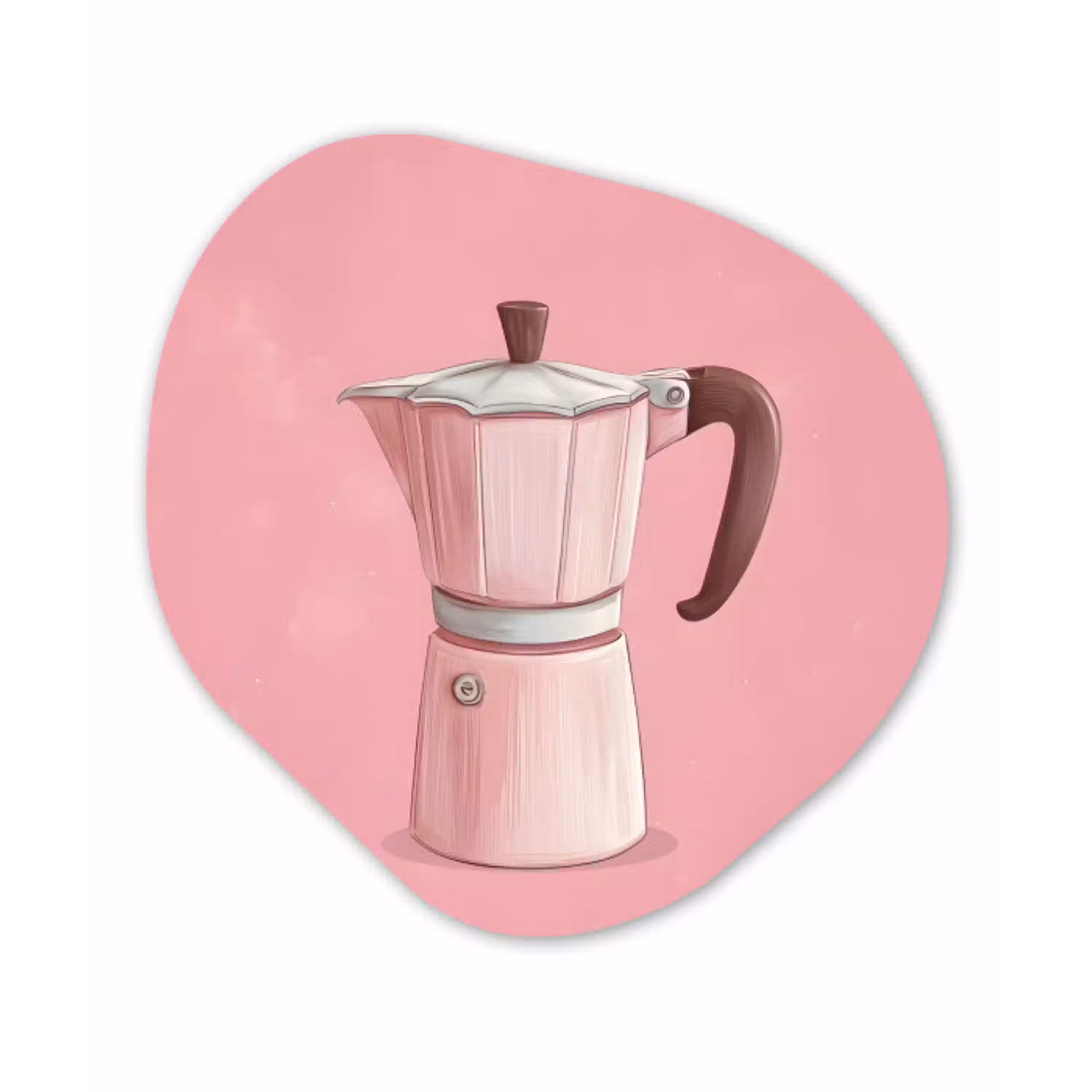 Roze - Mokkapot - Illustratie - Koffie Wandcirkel Organisch Plexiglas middel -3d