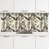 Klassiek - Botanisch - Zwart - Beige keuken achterwand 2 middel 871 -3d