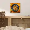 Mozaïek - Zon - Geel - Cirkel aluminium wit klein -sfeer3