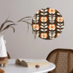 Bloemen - Retro - Bruin Wandcirkel behangsticker klein 186 -sfeer3