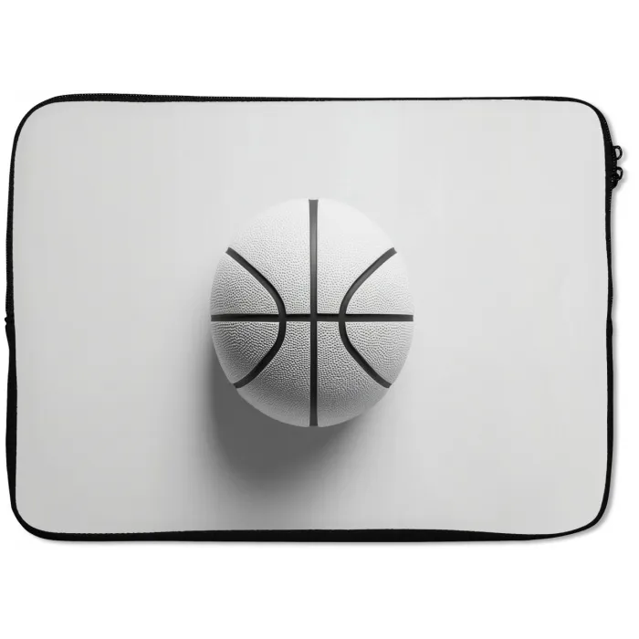Basketbal - Wit - Schaduw - Lijnen laptophoes neopreen klein -zkaufland3dotto