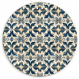 Tegel - Patroon - Blauw - Beige Wandcirkel kunststof plaat 5mm dik klein 188 -3d