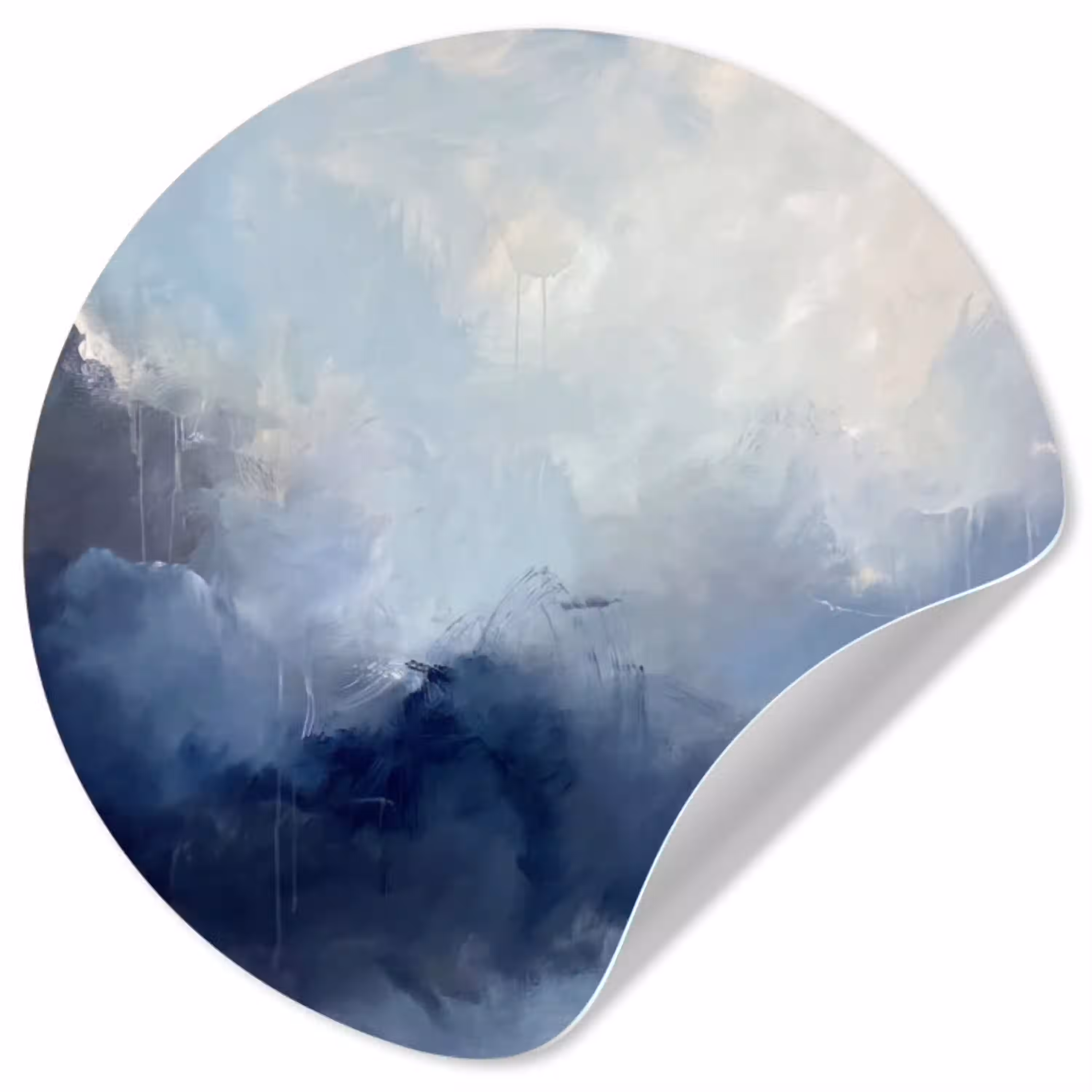 Abstract - Wolken - Modern - Blauw - Kunst Wandcirkel behangsticker klein -3d