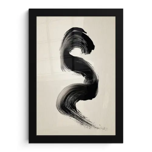 Penseelstreek - Zwart - Minimalistisch fotolijst zwart zonder passe partout klein -3d
