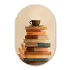 Boeken - Toren - Koffie - Beige Wandcirkel Ovaal Forex klein -3d