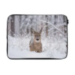 Hert - Sneeuw - Bos - Dieren - Vertederend laptophoes neopreen klein -3d