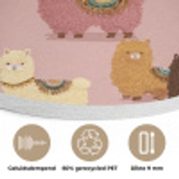 Alpaca's - Patroon - Kleurrijk Akoestische PET Vilt - Rond klein 838 -closeup_NL
