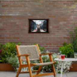 Doorkijk - Hert - Dieren - Landschap - Winter - Sneeuw - Landelijk Tuinposter op houten frame 2 cm dik klein -sfeer3