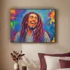 Regenboogkleuren - Man - schilderij Textielframe zwart klein -sfeer1