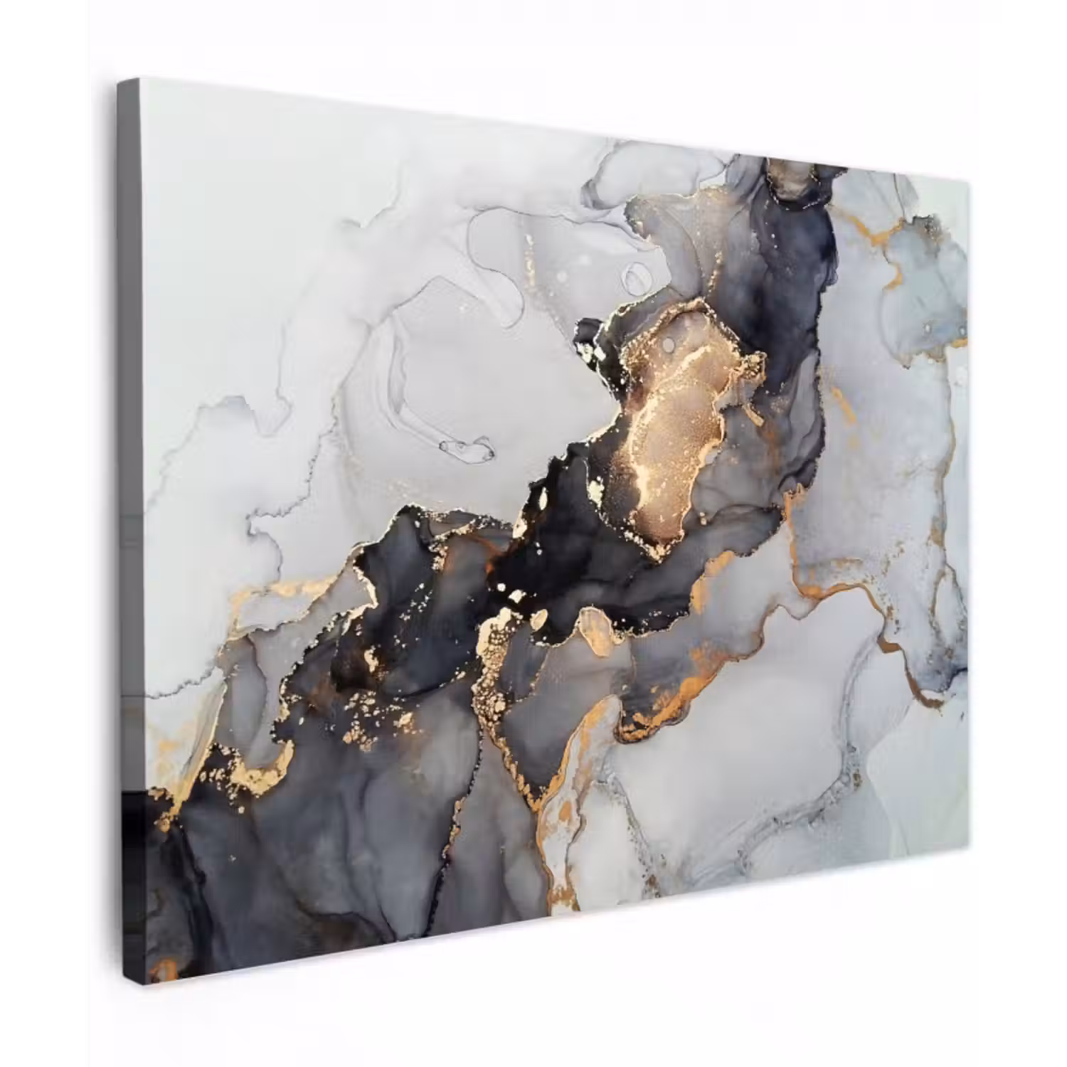 Leinwandbild - Schwarz - Marmor - Luxus - Gold