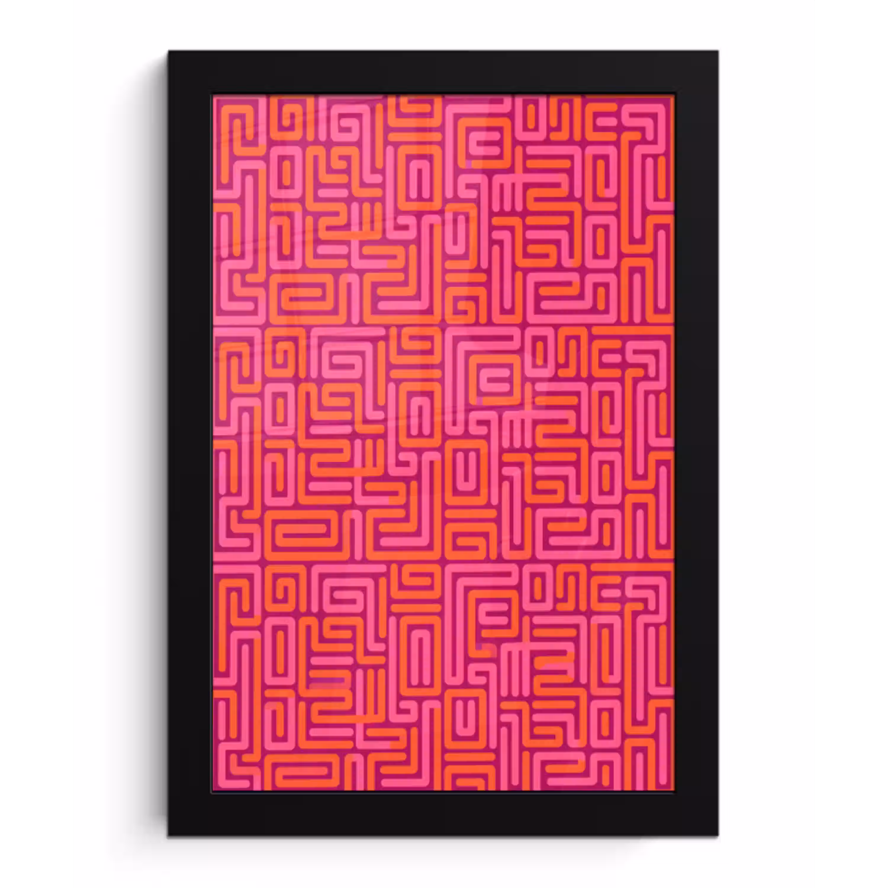 Abstract - Patroon - Lijnen - Roze - Oranje fotolijst zwart zonder passe partout klein -3d