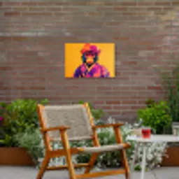 Aap - Kimono - Bloemen - Hoofdtooi Tuinposter op houten frame 2 cm dik klein -sfeer3