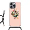 Margrieten - Boeket - Strikje - Roze Hoesje iPhone 16 Pro Max met koord klein -3d