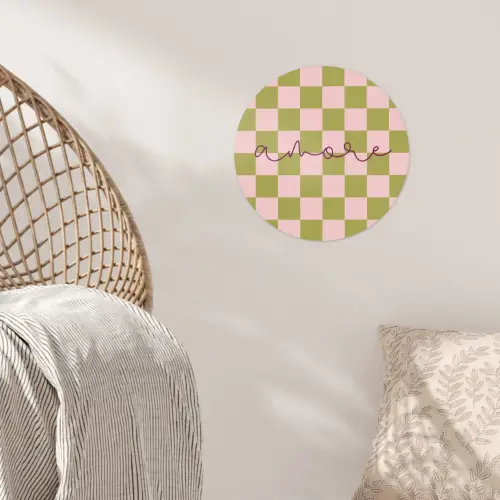 Patroon - Geblokt - Olijfgroen - Amore Wandcirkel behangsticker klein -sfeer4