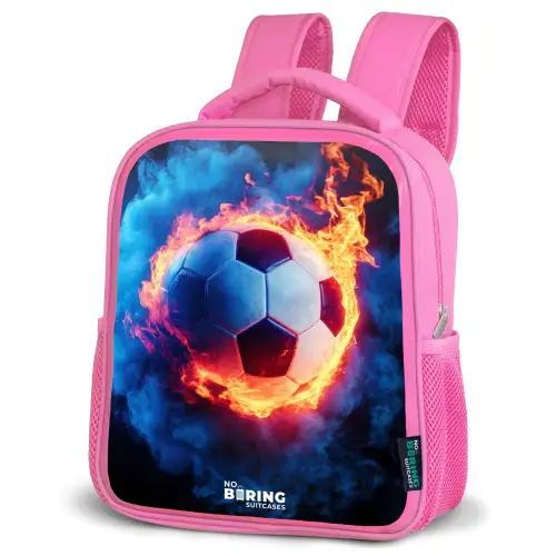 Voetbal in vuur en ijs Kinderrugzak - Roze middel -schuin