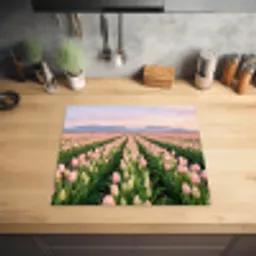 Tulpen - Landschap - Roze Inductie beschermer vinyl 3mm middel -sfeer5