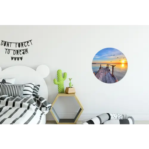 Meer - Stijger - Vogels - Zonsondergang Wandcirkel aluminium klein -kinderkamer