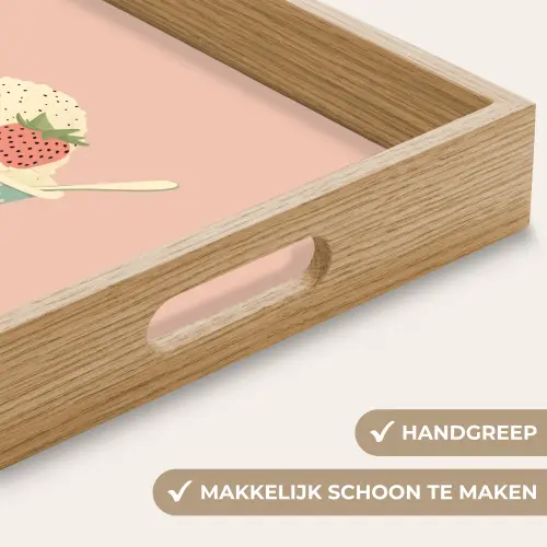 Bakje - Ijs - Aardbei - Roze Dienblad Rechthoek middel -USP_HandgreepNL