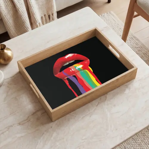 Lippen - Kleuren - Zwart Dienblad Rechthoek middel -sfeer1