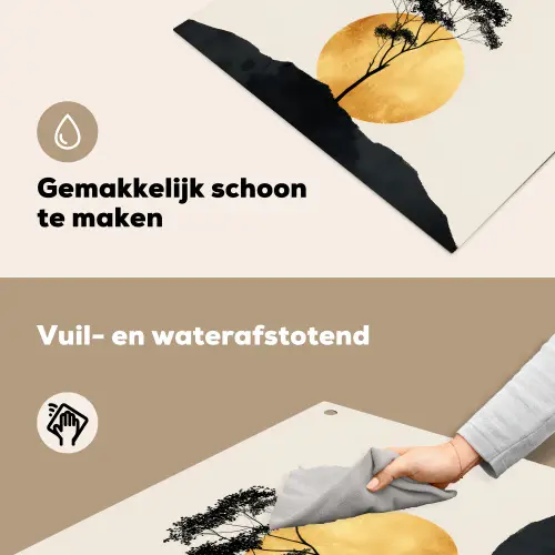 Zwarte boom - Gouden cirkel - Heuvel Inductie beschemer met haakjes middel -ky-schoon-nl