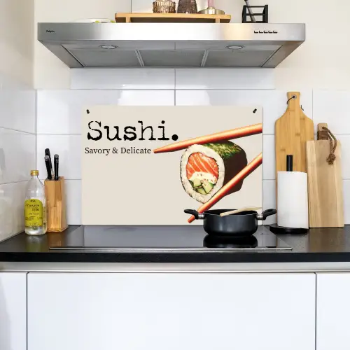Sushi - Zalm - Rijst - Japans Inductie beschemer met haakjes klein -sfeer2