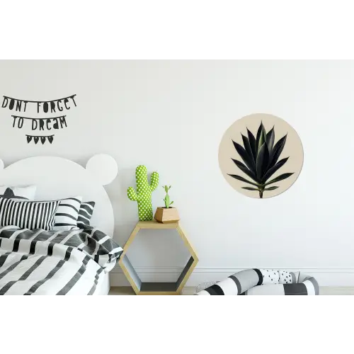 Agaveplant - Symmetrisch - Groen Wandcirkel aluminium klein -kinderkamer