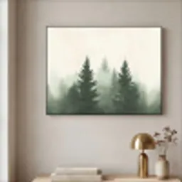 Sparren - Bomen - Groen - Beige Textielframe - compleet frame klein -sfeer2