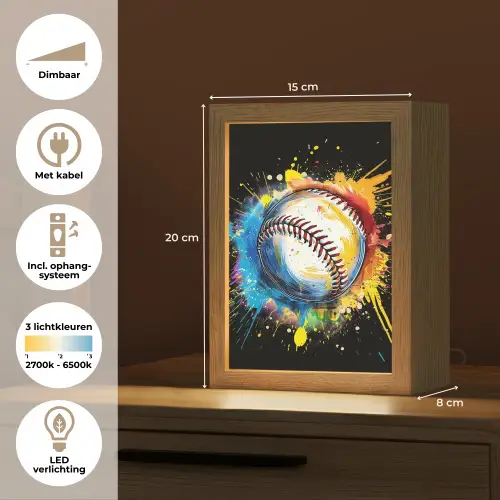 Graffiti - Sport - Baseball - Honkbal Light Box met kabel (Tafellamp) klein -USP_NL