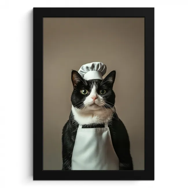 Kat - Kokskleding - Zwart - Wit KitchenYeah - Keuken - Fotolijst klein -3d