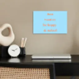 Blauw - Oranje - Just want to be happy & naked poster papier klein -sfeer1