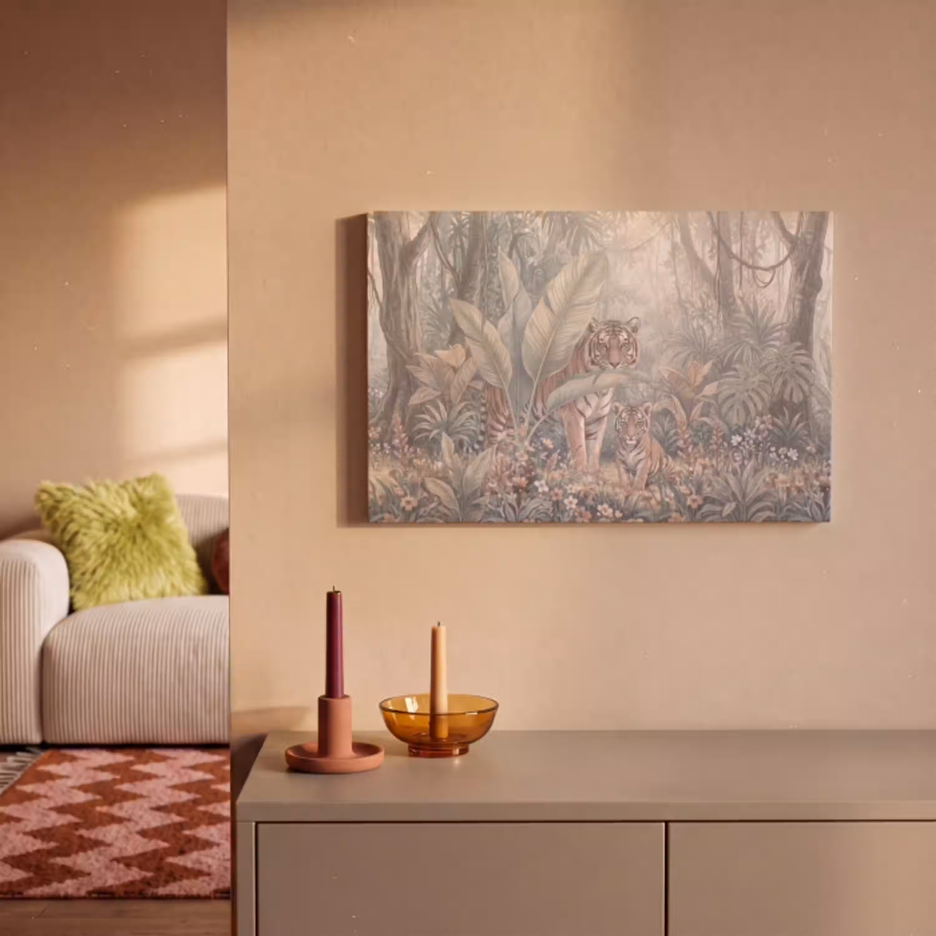 Tijger - Welp - Jungle - Illustratie - Dieren canvas 2cm klein -sfeer1