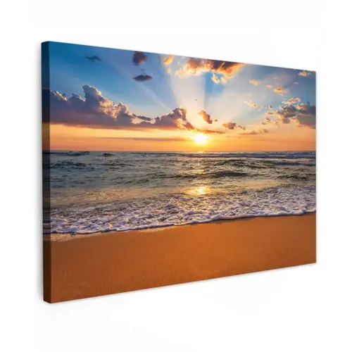 Strand - Zonsondergang - Zee - Wolken - Horizon canvas 2cm klein -z3d