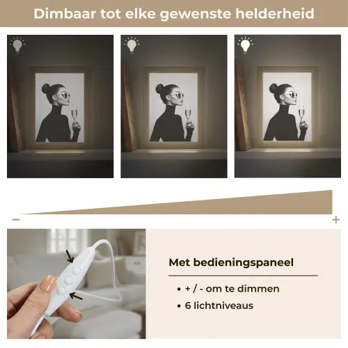 Vrouw - Champagne - Modern Light Box met kabel (Tafellamp) klein -USP_dimbaarNL
