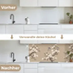 Oosters - Vogels - Beige keuken achterwand 2 middel -voor-na_DE