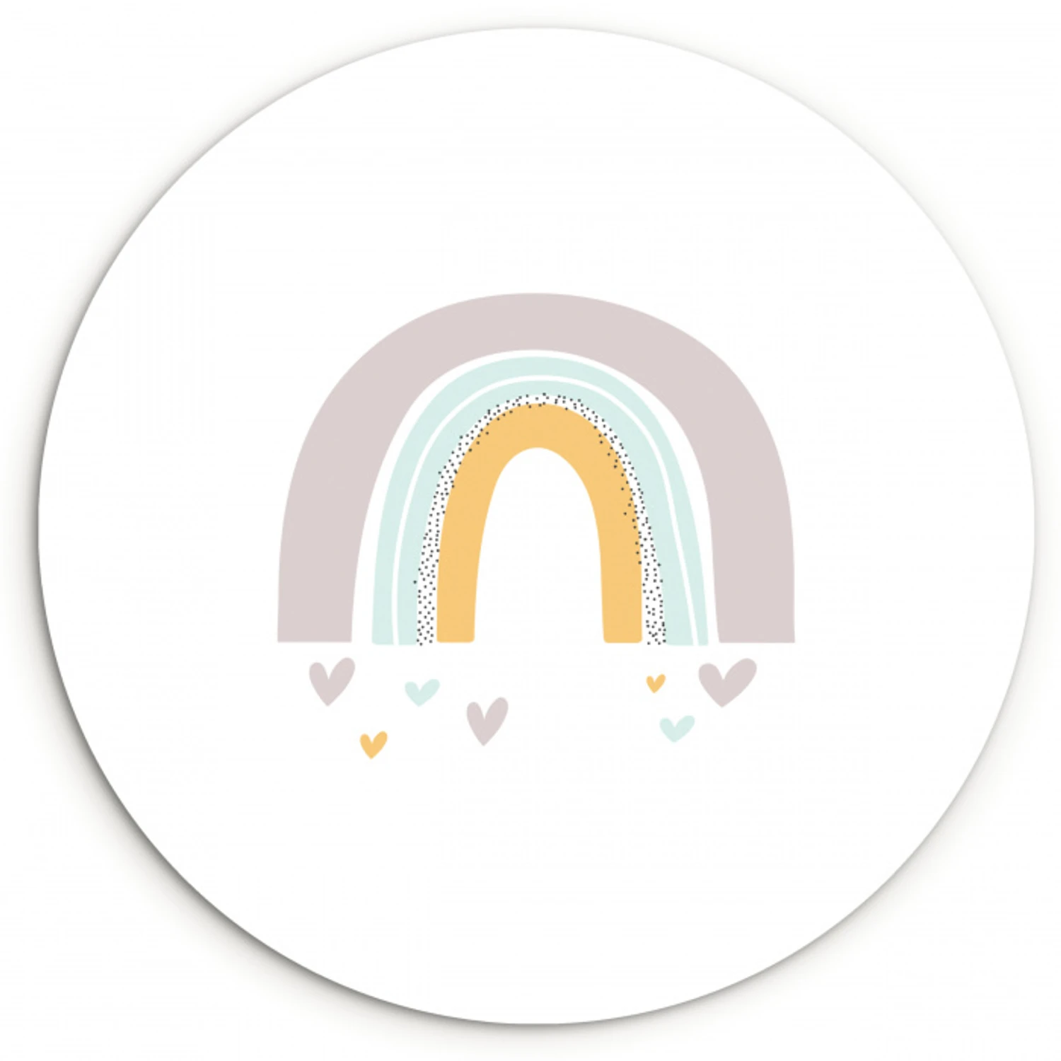 Regenboog - Hartjes - Meisjes - Jongens - Pastel Wandcirkel kunststof plaat 5mm dik klein -3d
