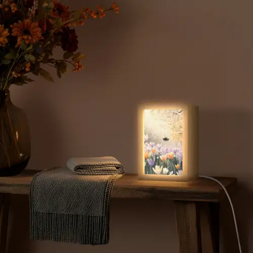 Viooltjes - bij - Zonlicht Light Box met kabel (Tafellamp) klein -sfeer4