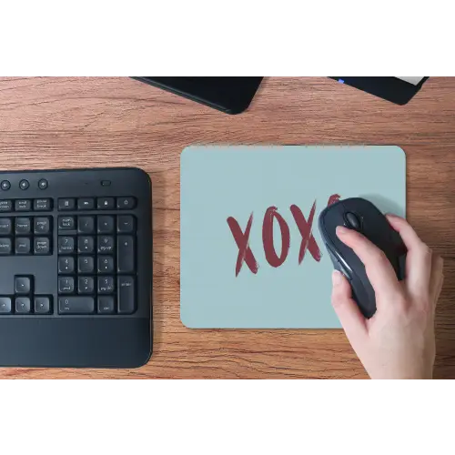 XOXO - Blauw - Rood muismat rubber klein -toetsenbord