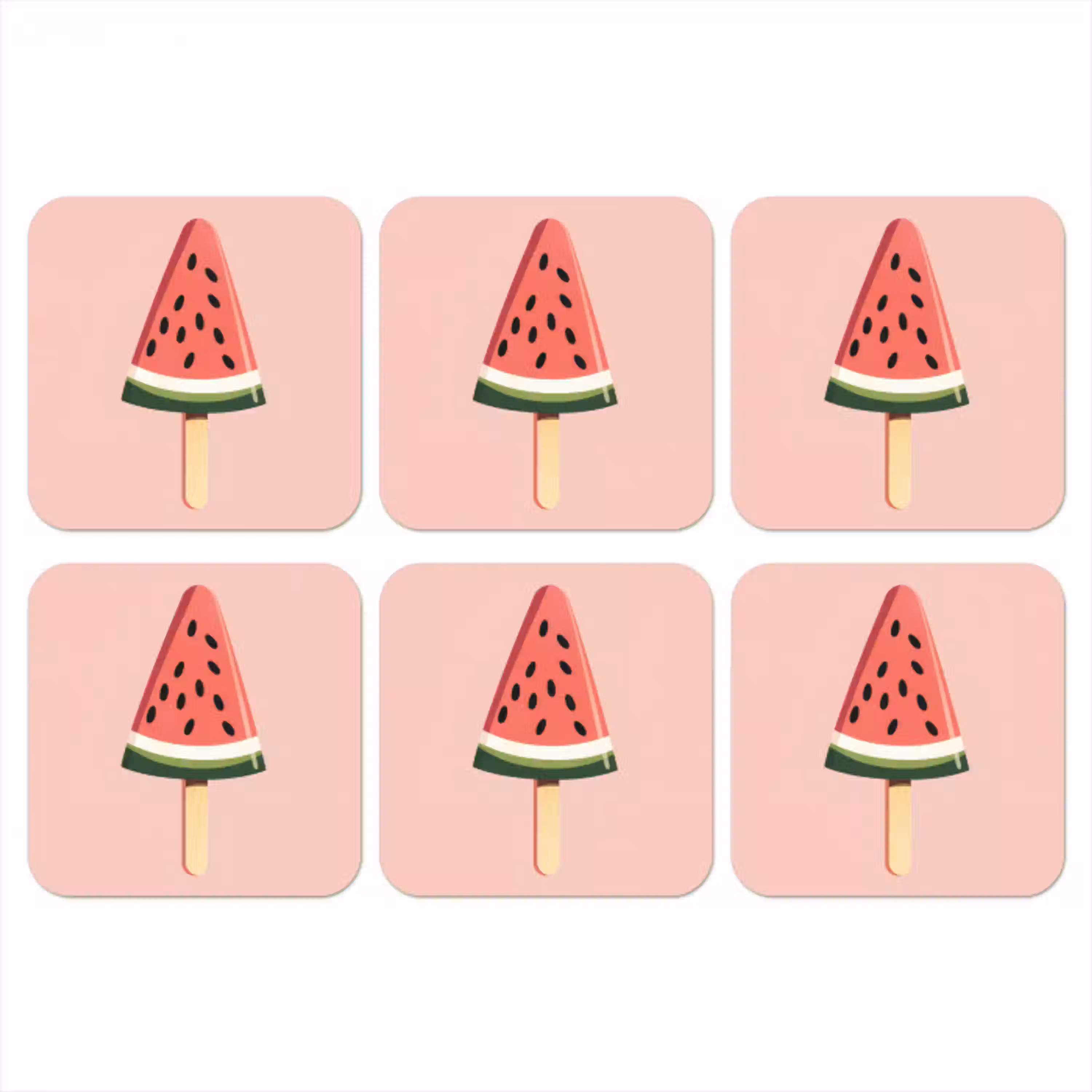 Watermeloen - Ijsje - Pitjes - Rood onderzetter kurk middel -3d