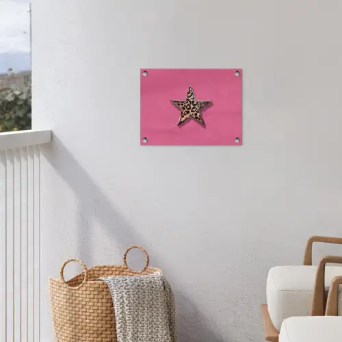 Ster - Luipaard - Print - Roze tuinposter los doek klein -sfeer8