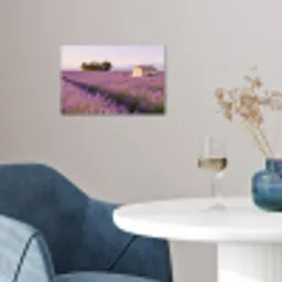 Lavendel - Landschap - Sereen - Paars poster papier klein -sfeer3