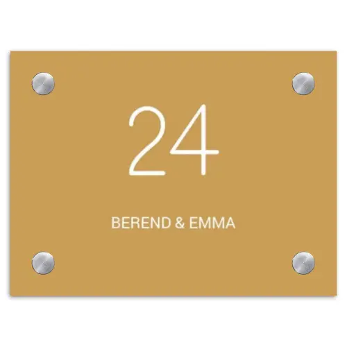Mosterdgeel - Klassiek Naambord Rechthoek middel -3d