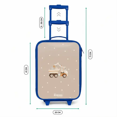 Gele kiepwagen met stenen en stippenpatroon Kinderkoffer - Blauw klein -productfoto_formaten
