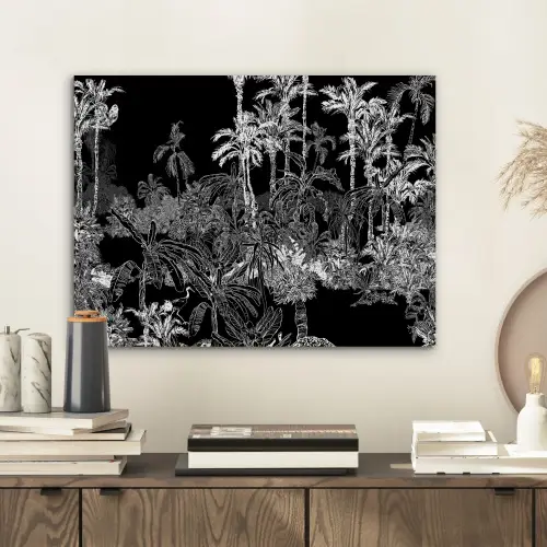 Tropisch - Jungle - Bomen - Bladeren aluminium wit klein -sfeer1