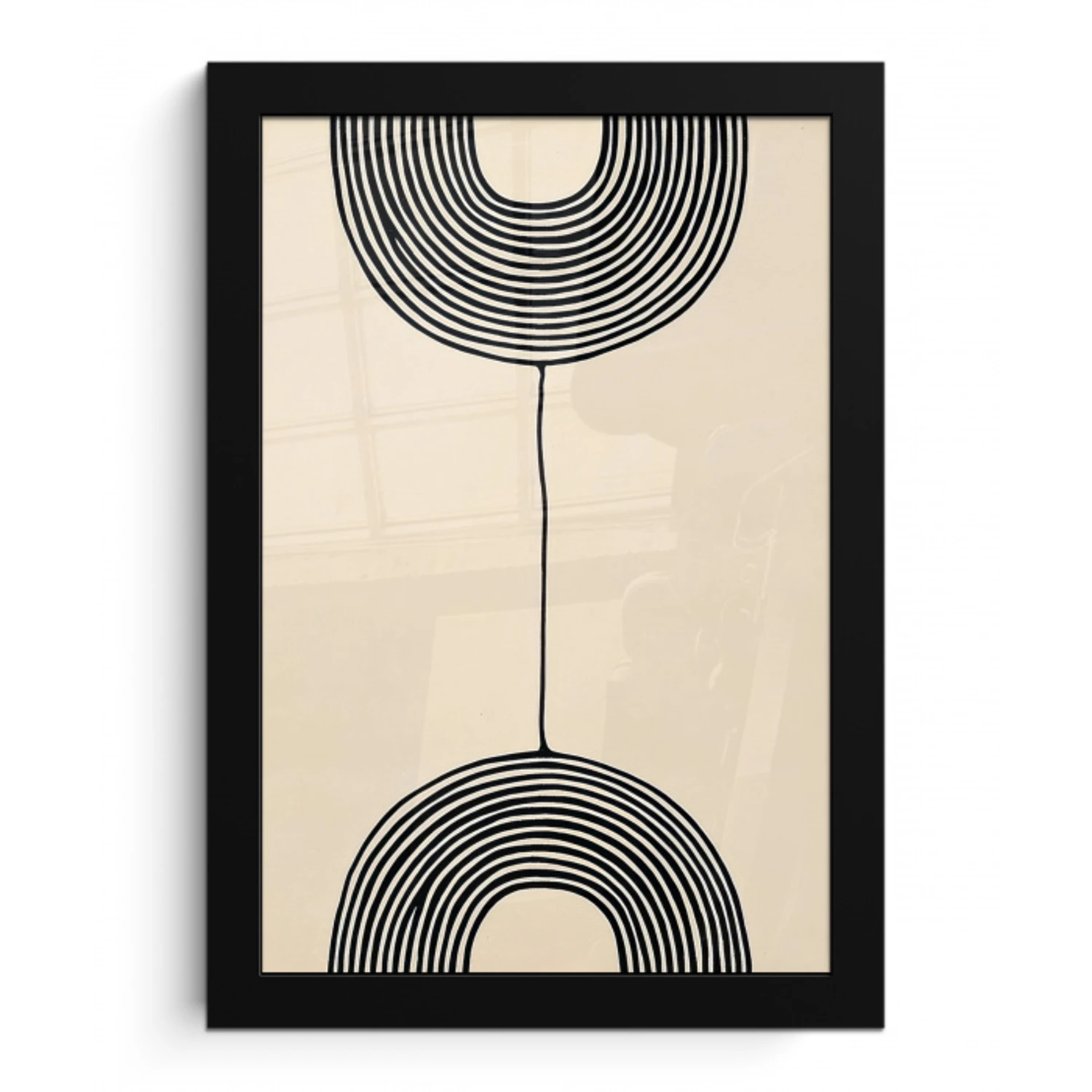 Geometrische bogen - Minimalistisch - Symmetrisch fotolijst zwart zonder passe partout klein -3d