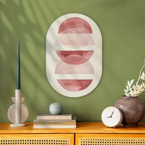 Minimalistisch - Cirkels - Roze Wandcirkel Ovaal Forex klein -sfeer2
