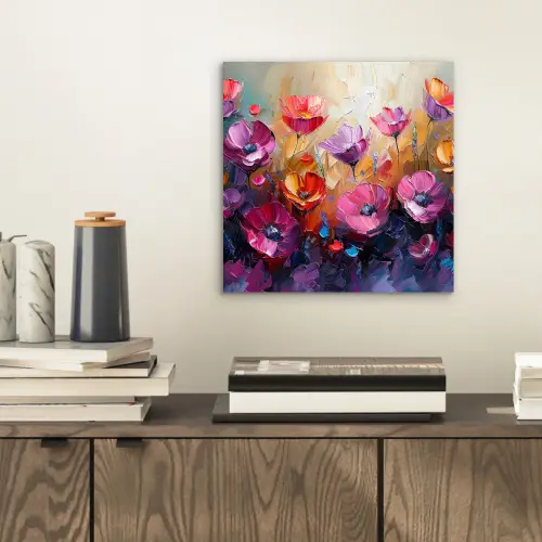 Bloemen - Botanisch - Kunst - Roze - Natuur aluminium wit klein -sfeer1