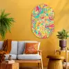 Geel - Roze - Blauw - Retro Wandcirkel Ovaal Glas middel -sfeer4